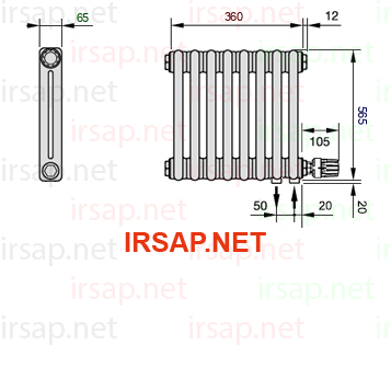 чертеж радиатора Irsap Tesi 20565-0820565-8-26-01